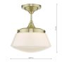 Caden Bathroom Semi Flush Antique Brass Opal Glass IP44