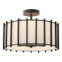 Cagliari 3 Light Semi-Flush Matt Black With Linen Shade