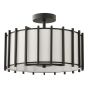 Cagliari 3 Light Semi-Flush Matt Black With Linen Shade