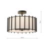 Cagliari 3 Light Semi-Flush Matt Black With Linen Shade