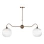 Caliro 2 Light Bar Pendant Antique Bronze with Ribbed Globe Glasses