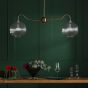 Caliro 2 Light Bar Pendant Antique Bronze with Ribbed Globe Glasses