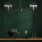 Caliro 2 Light Bar Pendant Antique Bronze with Ribbed Globe Glasses