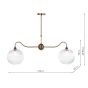 Caliro 2 Light Bar Pendant Antique Bronze with Ribbed Globe Glasses