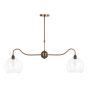 Caliro 2 Light Bar Pendant Antique Bronze with Globe Glasses