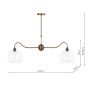 Caliro 2 Light Bar Pendant Antique Bronze with Globe Glasses
