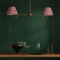 Caliro 2 Light Bar Pendant Antique Bronze with Red Leaf Print Pleated Shades