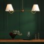Caliro 2 Light Bar Pendant Antique Bronze with Ivory scalloped shades