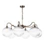 Caliro 6 Light Pendant Antique Bronze with Ribbed Glass Globe Shades