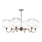 Caliro 6 Light Pendant Antique Bronze with Ribbed Glass Globe Shades
