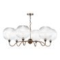 Caliro 6 Light Pendant Antique Bronze with Ribbed Glass Globe Shades