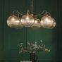 Caliro 6 Light Pendant Antique Bronze with Ribbed Glass Globe Shades