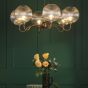 Caliro 6 Light Pendant Antique Bronze with Ribbed Glass Globe Shades