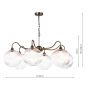 Caliro 6 Light Pendant Antique Bronze with Ribbed Glass Globe Shades