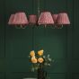 Caliro 6 Light Pendant Antique Bronze with Red Leaf Print Pleated Shades
