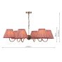 Caliro 6 Light Pendant Antique Bronze with Red Leaf Print Pleated Shades