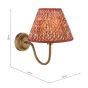 Caliro Wall Light Antique Bronze with Red Leaf Print Pleated Shade