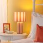 Cicada Table Lamp Orange Ceramic and Polished Chrome With Shade