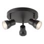 Clint 3 Light Bathroom Plate Spotlight Matt Black IP44