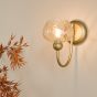 Cognac Wall Light Satin Gold and Champagne Ribbed Glass