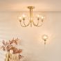 Cognac Wall Light Satin Gold and Champagne Ribbed Glass