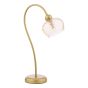 Cognac Table Lamp Satin Gold and Champagne Ribbed Glass