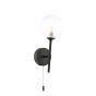 Cohen Wall Light Matt Black With Clear Hammered Glass