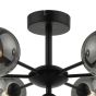 Cohen 7 Light Pendant Matt Black With Smoked Glass