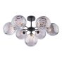 Cohen 7 Light Pendant Matt Black With Smoked Dimpled Glass