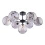Cohen 7 Light Pendant Matt Black With Smoked Dimpled Glass