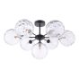 Cohen 7 Light Pendant Matt Black With Clear Dimpled Glass