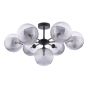 Cohen 7 Light Pendant Matt Black With Smoked/Clear Ribbed Glass