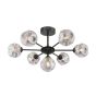 Cohen 7 Light Pendant Matt Black With Closed Organic Smoked Glass