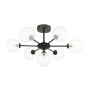 Cohen 7 Light Pendant Matt Black With Clear Hammered Glass