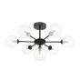 Cohen 7 Light Pendant Matt Black With Clear Hammered Glass