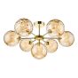 Cohen 7 Light Semi Flush Polished Gold With Amber Dimpled Glass