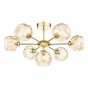 Cohen 7 Light Semi Flush Polished Gold With Organic Amber Glass