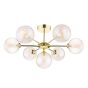 Cohen 7 Light Semi Flush Polished Gold With Twisted Amber Glass