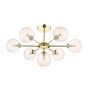 Cohen 7 Light Semi Flush Polished Gold With Amber Hammered Glass