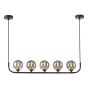 Cradle 5 Light Bar Pendant Matt Black With Smoked Glass