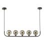 Cradle 5 Light Bar Pendant Matt Black With Smoked Glass