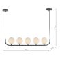 Cradle 5 Light Bar Pendant Matt Black With Opal Glass