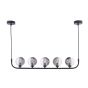 Cradle 5 Light Bar Pendant Matt Black With Smoked/Clear Ribbed Glass