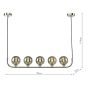 Cradle 5 Light Bar Pendant Polished Chrome With Smoked Glass