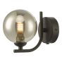 Cradle 1 Light Wall Light Matt Black With Smoked Glass