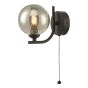 Cradle 1 Light Wall Light Matt Black With Smoked Glass