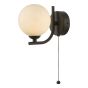 Cradle 1 Light Wall Light Matt Black With Opal Glass