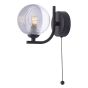 Cradle 1 Light Wall Light Matt Black With Smoked/Clear Ribbed Glass