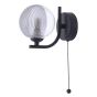 Cradle 1 Light Wall Light Matt Black With Smoked/Clear Ribbed Glass