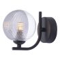 Cradle 1 Light Wall Light Matt Black With Smoked/Clear Ribbed Glass